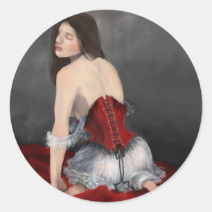 Red Velvet Corset Classic Round Sticker