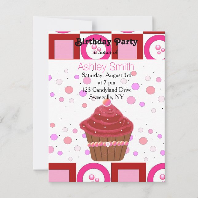 Red Velvet Cupcake Invitation (Front)
