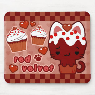 Red Velvet Cupcake Kitty Mousepad