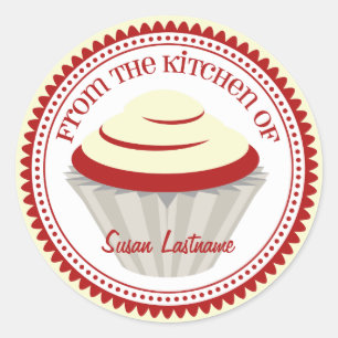 Red Velvet Cupcake Personalised Kitchen Label