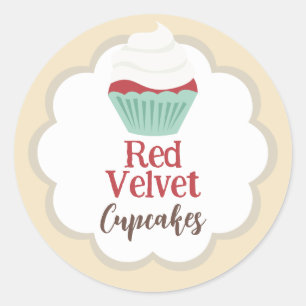 Red Velvet Cupcake Scallop Label