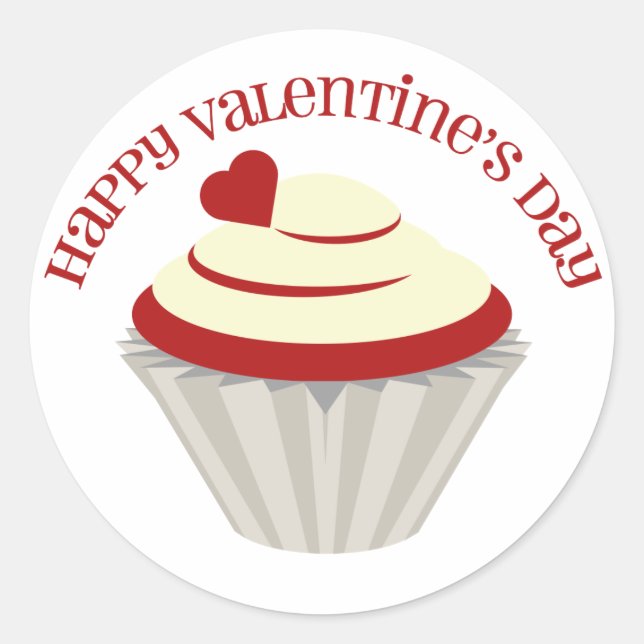 Red Velvet Cupcake Valentine's Day Sticker (Front)