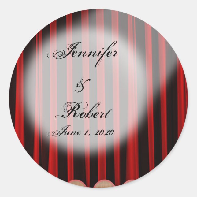 Red Velvet Curtain Stage Wedding Envelope Seal (Front)