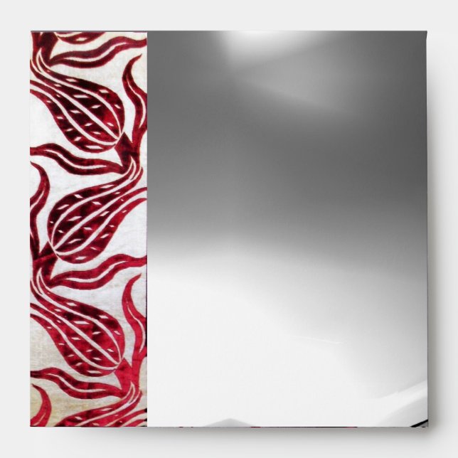 RED VELVET DAMASK TULIPS  Burgundy White Moonstone Envelope (Front)