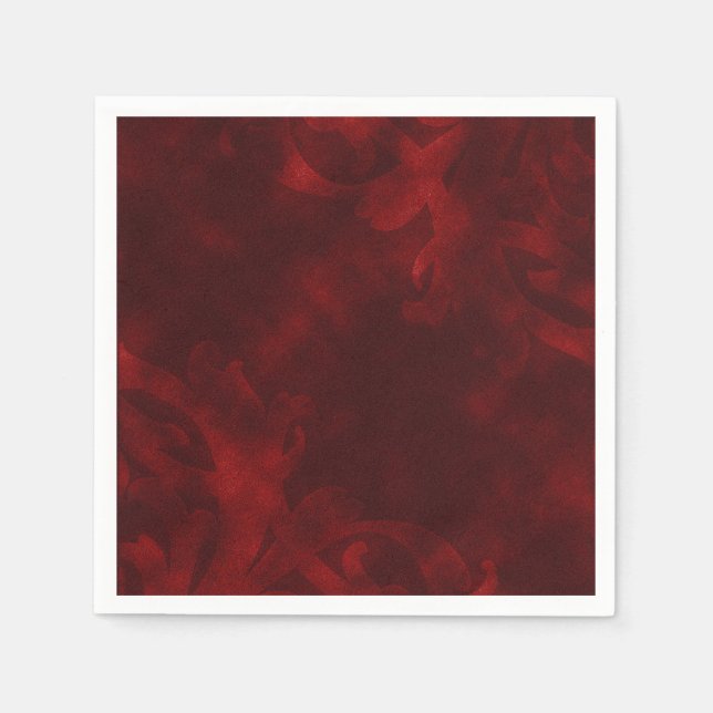 Red Velvet Elegant Vintage Glam Glamour Party Napkin (Front)