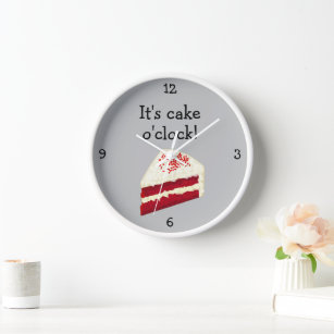 Red Velvet Flavour Sponge Cake O'Clock - Kitchen Clock