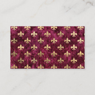 Red Velvet Fleur De Lis Mardi Gras Orleans Pattern Business Card