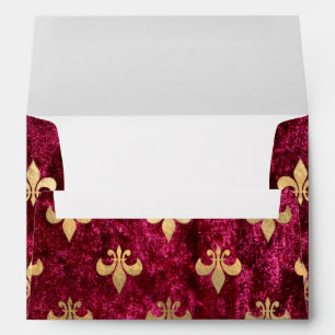 Red Velvet Fleur De Lis Mardi Gras Orleans Pattern Envelope