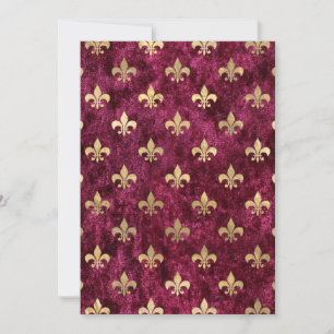 Red Velvet Fleur De Lis Mardi Gras Orleans Pattern Invitation