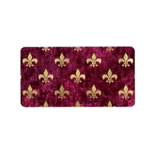 Red Velvet Fleur De Lis Mardi Gras Orleans Pattern Label