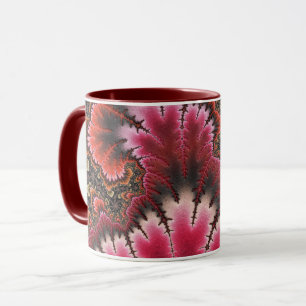 Red Velvet Fractal Art Nouveau Style Abstract   Mug