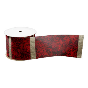 Red Velvet & Gold Ribbon Satin Ribbon