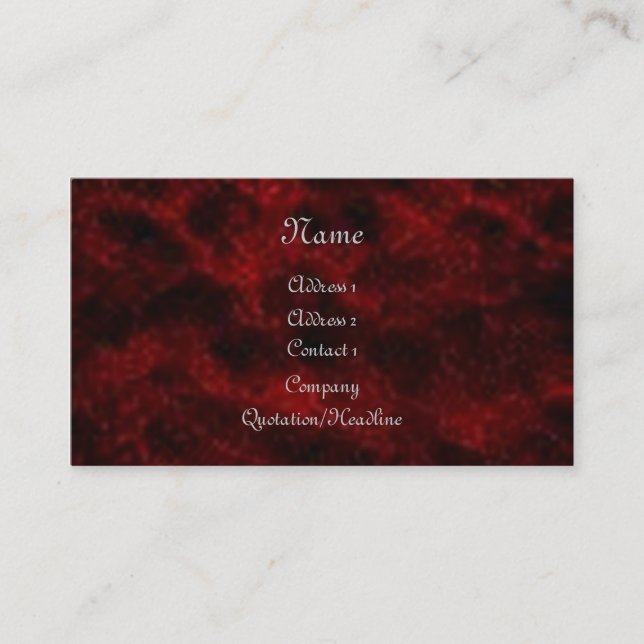 Red Velvet Gothic Business Card (Front)