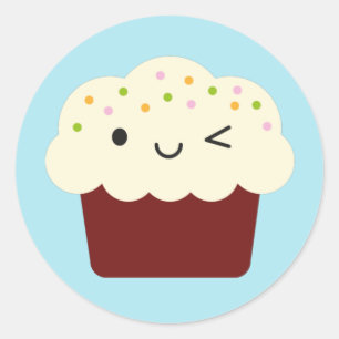 Red Velvet Kawaii Cupcake Classic Round Sticker