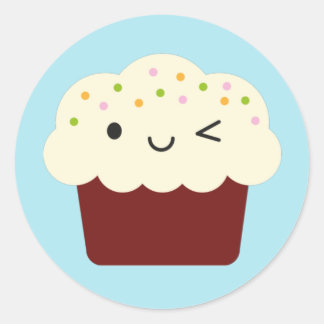 Red Velvet Kawaii Cupcake Classic Round Sticker