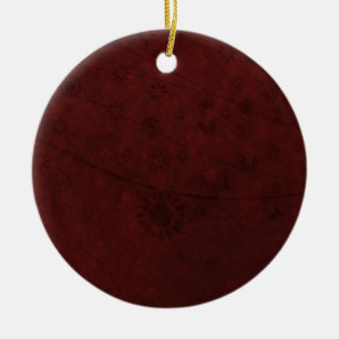 Red Velvet Retro Flowers and Butterflies Abstract Ceramic Tree Decoration