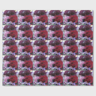 Red Velvet Rose Flower Wrapping Paper