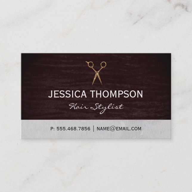 Red Velvet Salon Shears Business Card (Front)