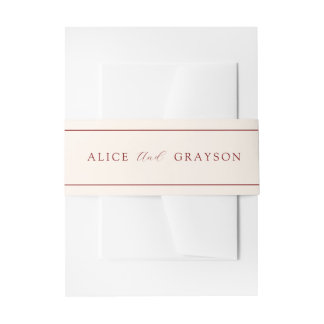 Red Velvet Script Classic Striped Wedding Invitation Belly Band