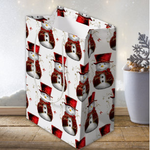 Red Velvet Snowmen and Magic Christmas  Medium Gift Bag