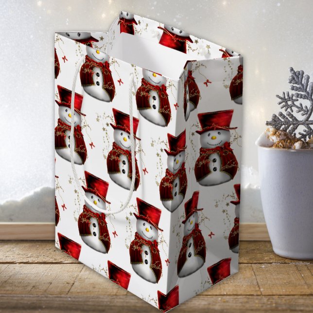 Red Velvet Snowmen and Magic Christmas  Medium Gift Bag (Creator Uploaded)