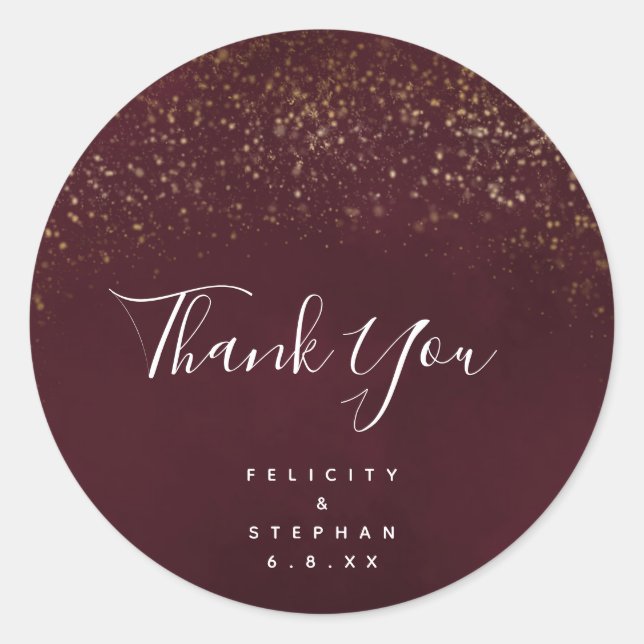 Red Velvet Wedding Thank You Stickers (Front)