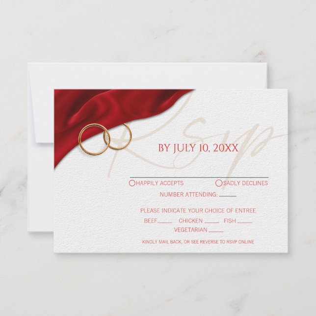 Red Velvet with Wedding Rings Response Card (Front)