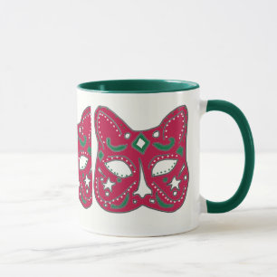 Red Venetian Cat Mask Design Mug