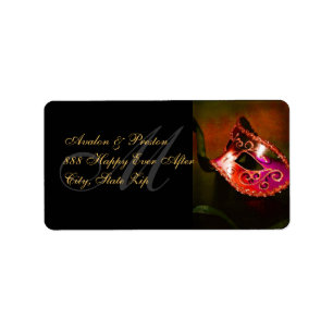 Red Venetian Masquerade Mask Address Label