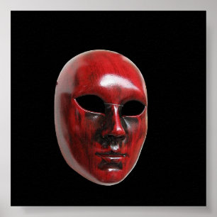 Red Venice Mask Poster