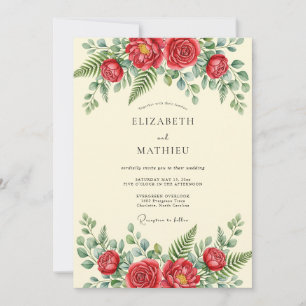 Red Verdant Spring Wedding Invitation