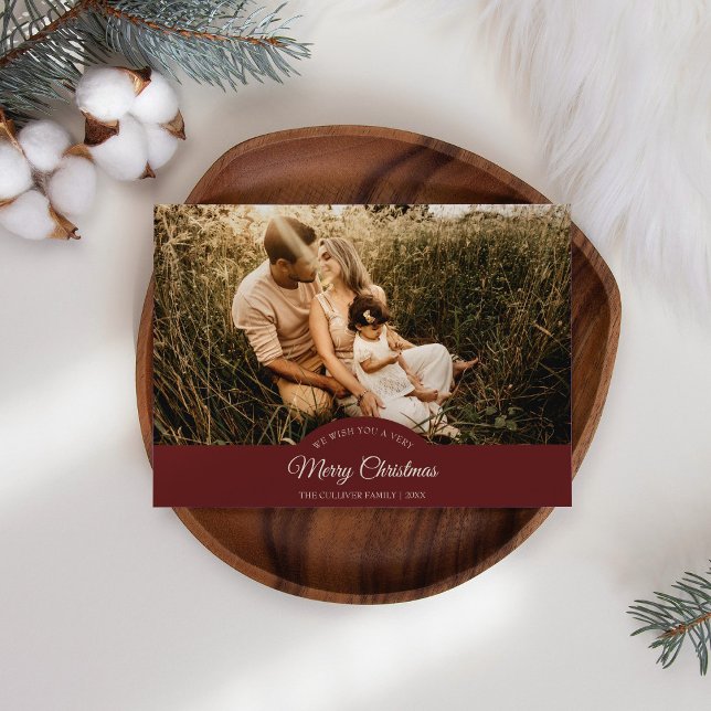 Red Very Merry Christmas Four Photo Horizontal Holiday Card (Creator Uploaded)