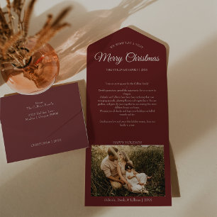 Red Very Merry Christmas Letter Tear Off Photo All In One Invitation