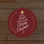 Red Very Merry Christmas Tree Envelope Seals<br><div class="desc">This Red Very Merry Christmas Tree Envelope Seals design features a sophisticated dark red backdrop with a blend of simple ivory lettering and classic calligraphy paired with a minimalist boho styling that strikes a perfect balance between clean modern subtlety and vintage elegance. Embellishing this all beautifully is a Christmas tree-shaped...</div>