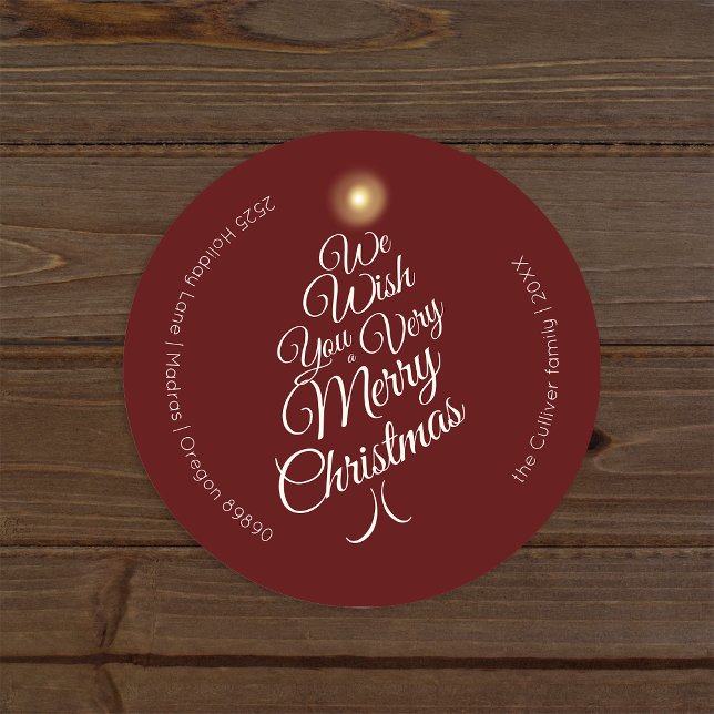 Red Very Merry Christmas Tree Envelope Seals (Creator Uploaded)