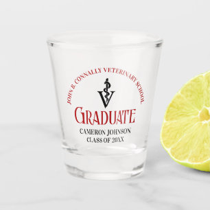 Red Veterinary School Graduation Custom Shot Glass