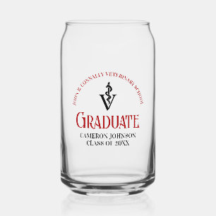 Red Veterinary School Graduation Personalised Can Glass