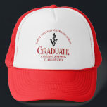 Red Veterinary School Graduation Personalised Trucker Hat<br><div class="desc">This custom veterinary school graduation hat gift features red typography for a class of 2025 graduate. Customise with your graduating year under the medical caduceus for a great personalised keepsake for a graduating veterinarian.</div>