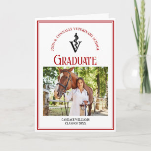 Red Veterinary School Photo Folded Graduation Announcement