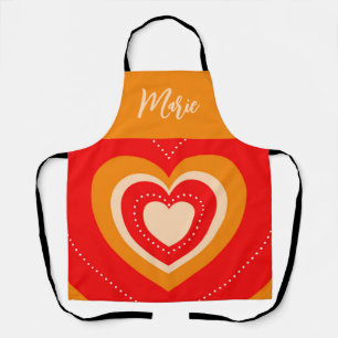 Red Vibrant Heart Cute Personalised Name Apron