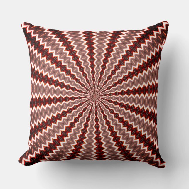Red Vibration Kaleidoscope Pattern Cushion (Front)