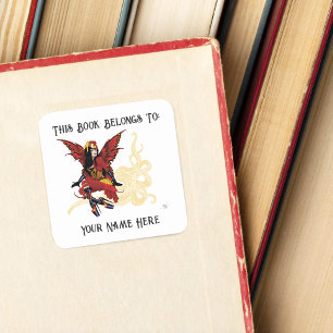 Red Victorian Steampunk Fairy Octopus Bookplate Square Sticker