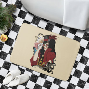 Red Victorian Steampunk Lady Vintage Octopus Bath Mat