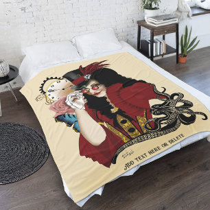 Red Victorian Steampunk Lady Vintage Octopus Fleece Blanket