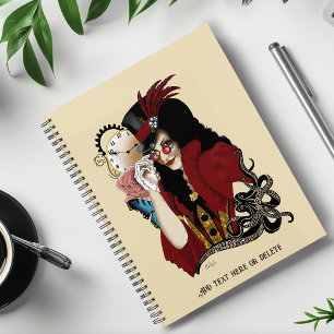 Red Victorian Steampunk Lady Vintage Octopus Planner