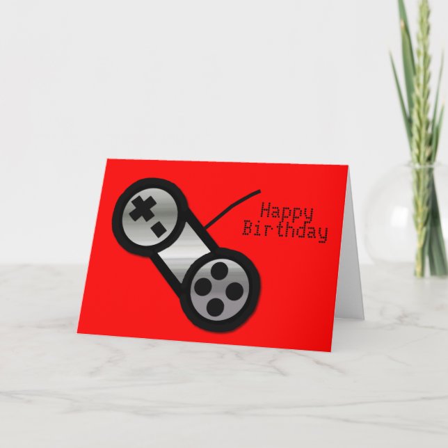 Red Vidoe Gaming Birthday Card (Front)