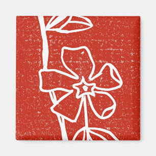 "Red Vinca" Floral Magnet