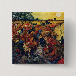 Red Vineyard, Van Gogh, 1888 15 Cm Square Badge