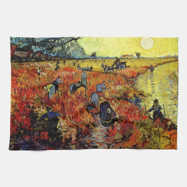 Red Vineyard Van Gogh Fine Art Tea Towel (Horizontal)