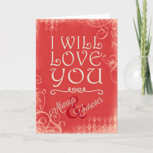 Red Vintage Always and Forever Love Holiday Card